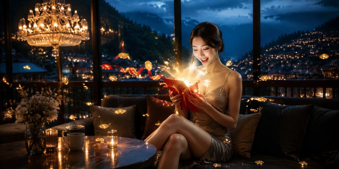 Phong bì đỏ tiền thưởng tại Sapa bên ly cà phê buổi sáng sương mù